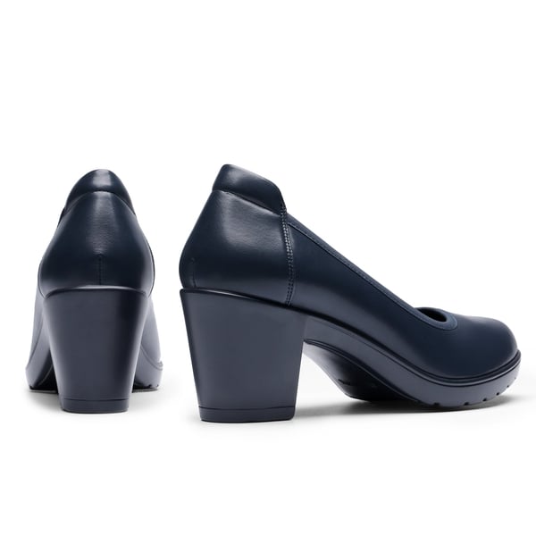 [Stand All Day Pumps] Edena Chunky Low Block Heel Pumps - NAVY BLUE - 3